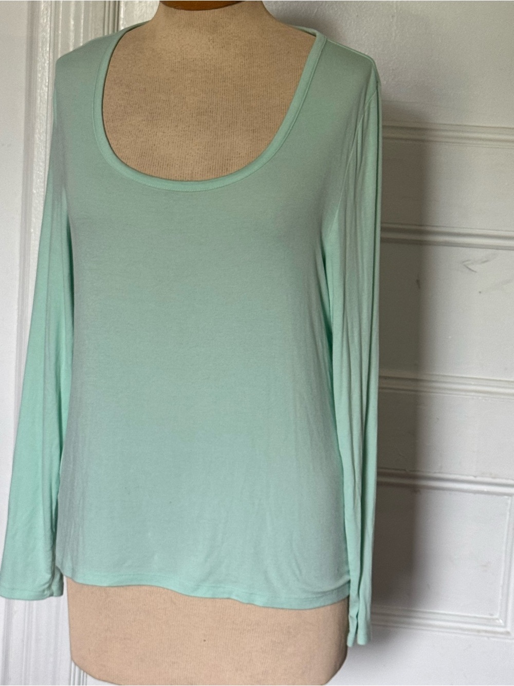 LOFT Mint Green Scoop Neck Long Sleeve pajama top